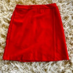 Halogen red faux wrap skirt